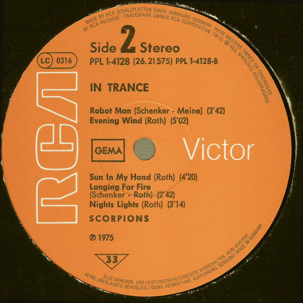 Scorpions : In Trance (LP, Album, RP)