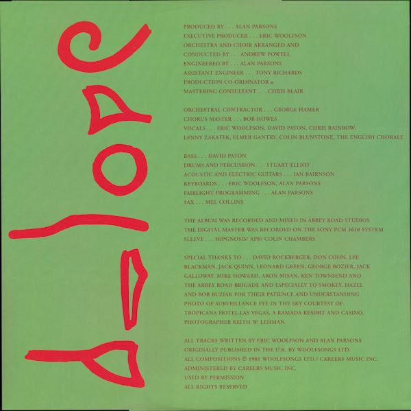 The Alan Parsons Project : Eye In The Sky (LP, Album, RE, RM)