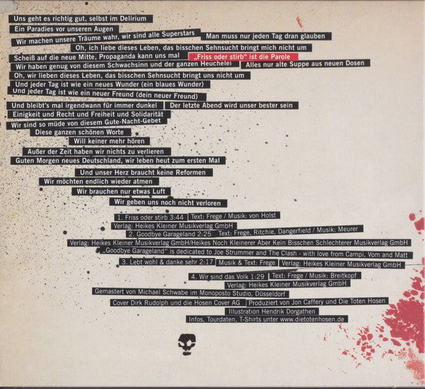 Die Toten Hosen : Friss Oder Stirb (CD, Maxi, Dig)