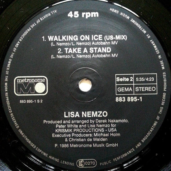 Lisa Nemzo : Walking On Ice (12", Maxi)