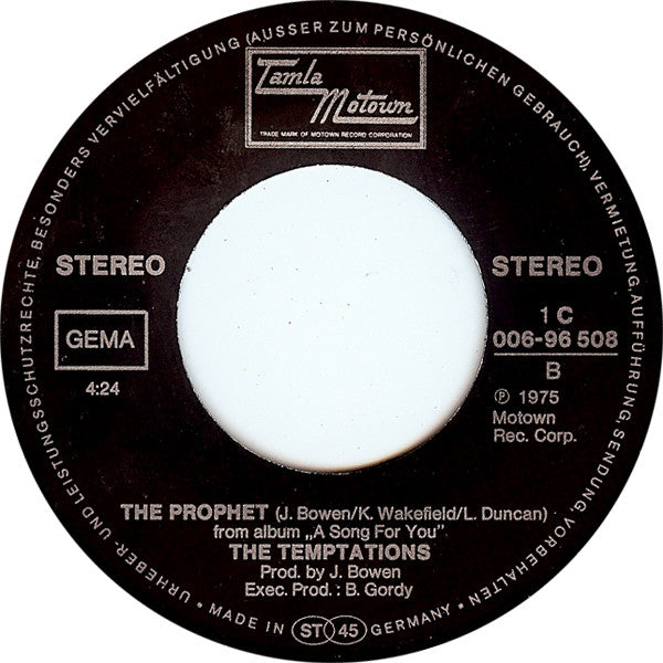The Temptations : Glasshouse (7", Single)