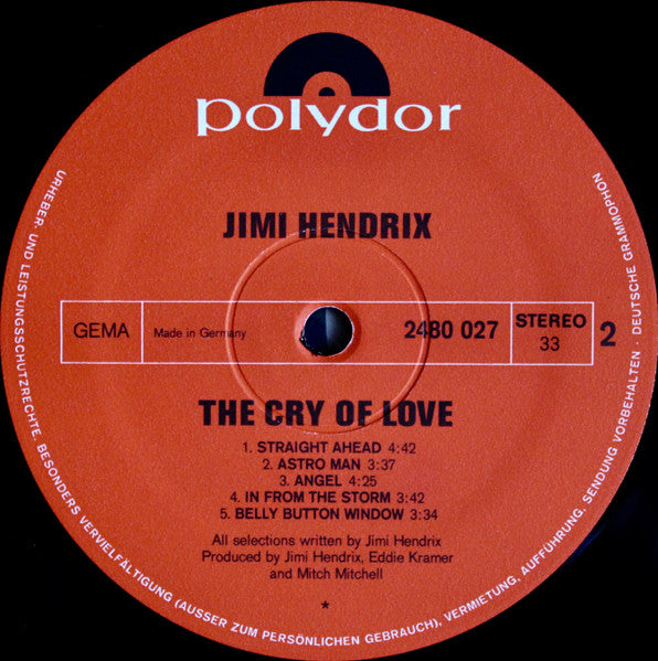 Jimi Hendrix : The Cry Of Love (LP, Album)