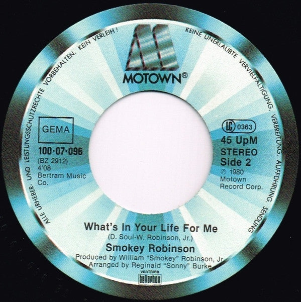 Smokey Robinson : Being With You (7", Single)