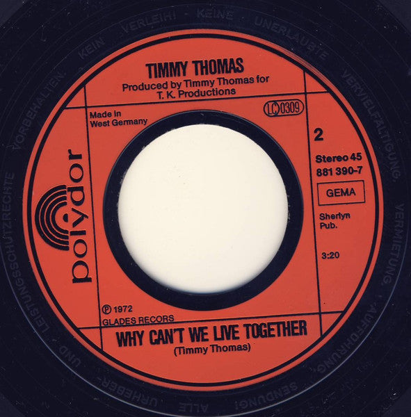 Timmy Thomas : Gotta Give A Little Love (Ten Years After) (7")