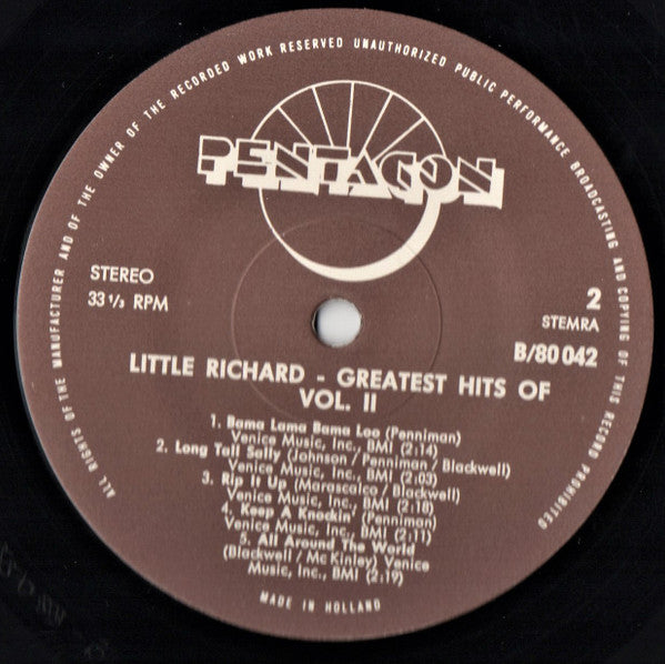 Little Richard : Greatest Hits Of Little Richard - Vol.2 (LP, Comp)