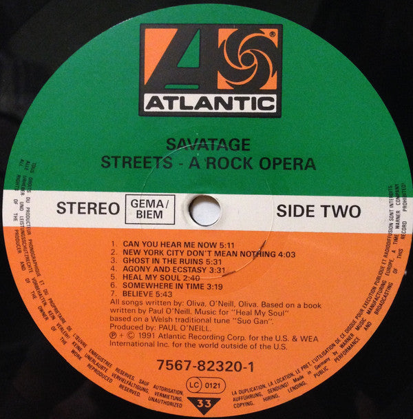 Savatage : Streets (A Rock Opera) (LP, Album)