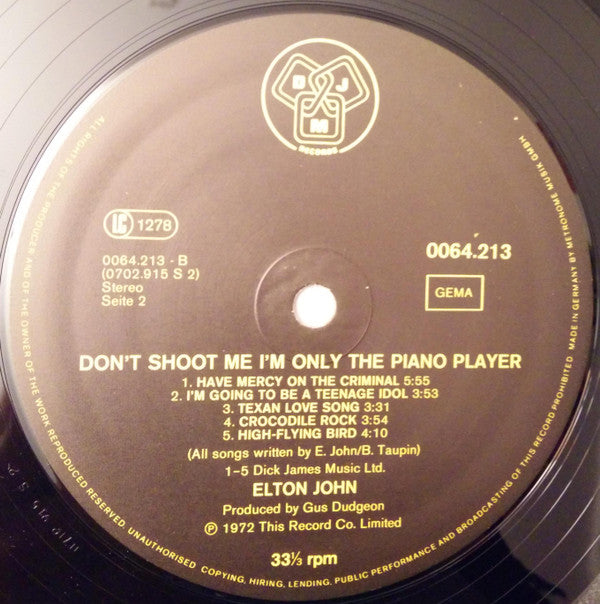 Elton John : Don't Shoot Me I'm Only The Piano Player (LP, Album, RE)