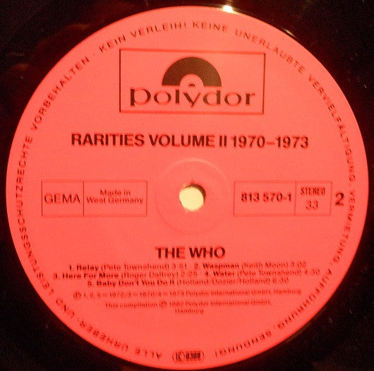 The Who : Rarities Vol. 2 "1970-1973" (LP, Comp)