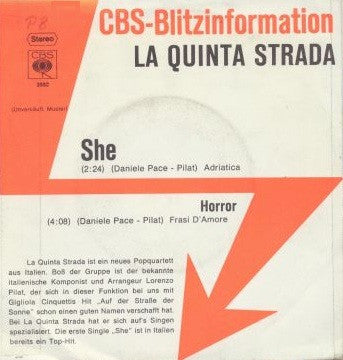 La Quinta Strada : She / Horror (7", Promo)