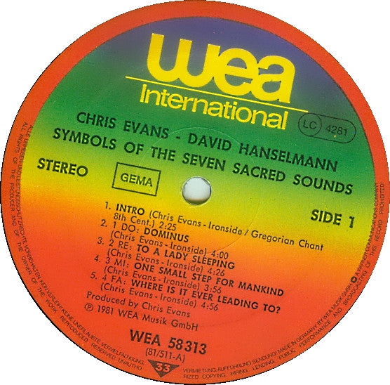 Chris Evans* - David Hanselmann : Symbols Of The Seven Sacred Sounds (LP, Album)