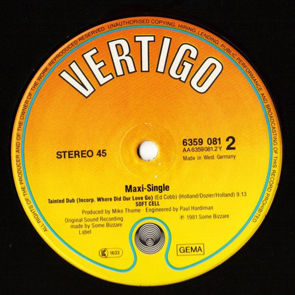 Soft Cell : Tainted Love / Where Did Our Love Go (12", Maxi, RE)