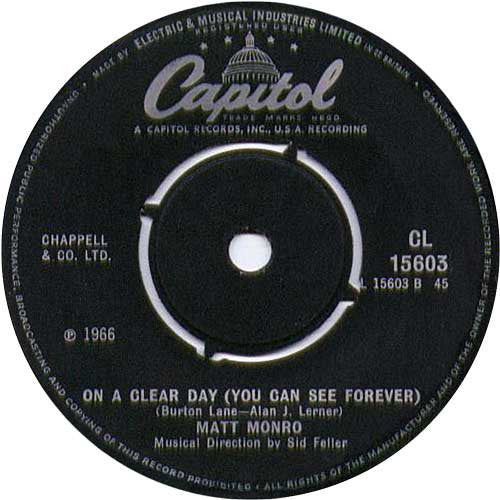 Matt Monro : On Days Like These (7", Single, Bla)