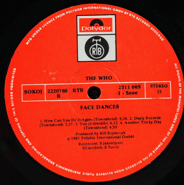 The Who : Face Dances (LP, Album)