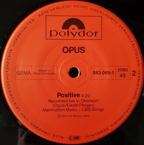 Opus : Flyin' High (Original Live Version) (12", Maxi)