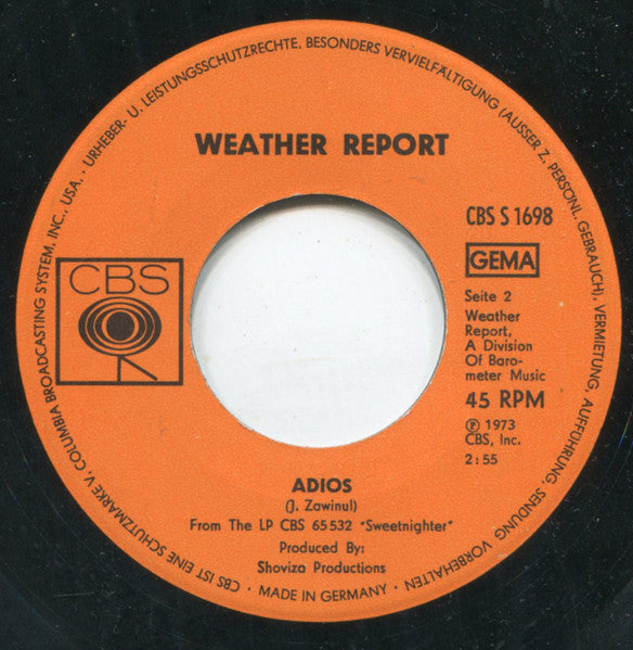 Weather Report : Boogie Woogie Waltz (Edited Version) (7", Single)
