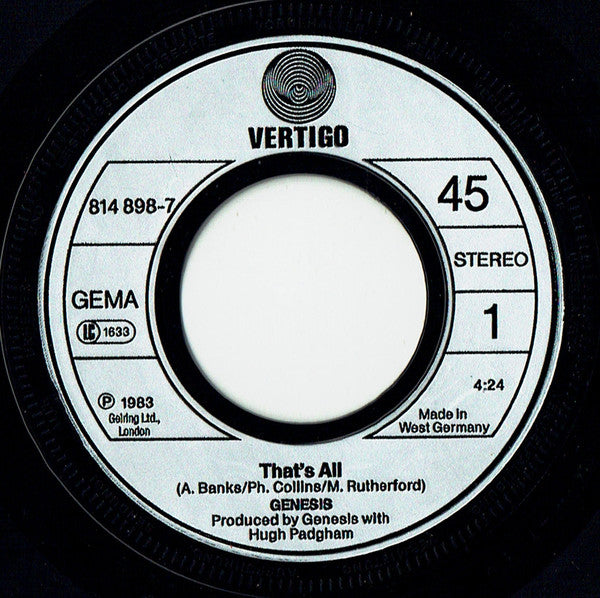 Genesis : That's All (7", Single)