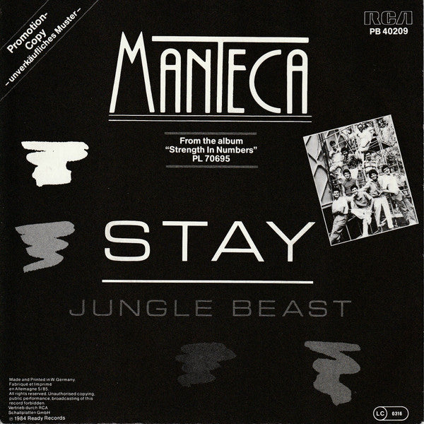 Manteca (2) : Stay (7", Single, Promo)