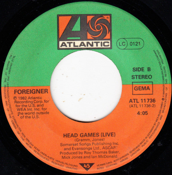 Foreigner : Break It Up (7", Single)
