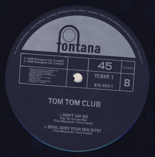 Tom Tom Club : Don't Say No (The Marshall Jefferson Remixes) (12")