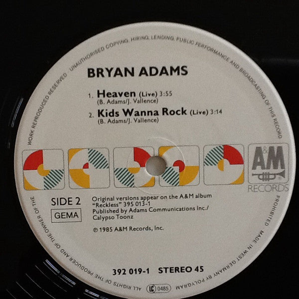 Bryan Adams : Heaven (12", Maxi)