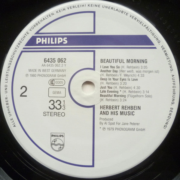Herbert Rehbein And His Music* : Beautiful Morning (LP, Album, RE)