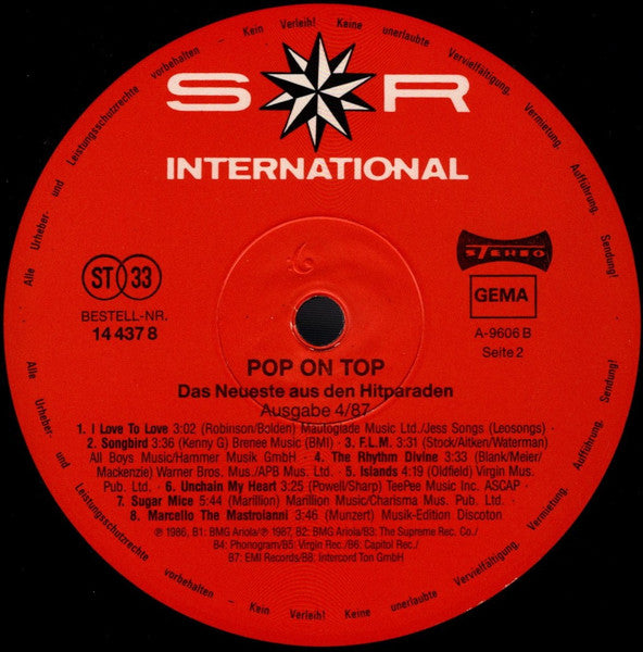 Various : Pop On Top 4/87 (LP, Comp)