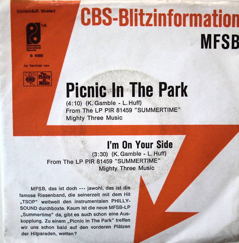 MFSB : I'm On Your Side / Picnic In The Park (7", Promo)