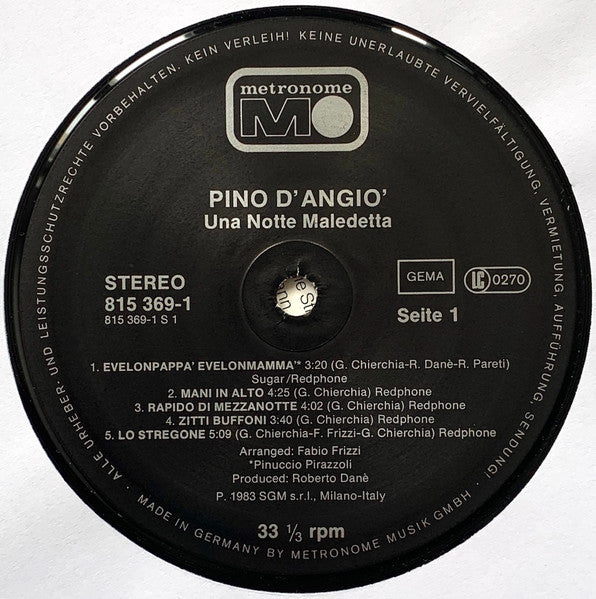 Pino D'Angio* : Una Notte Maledetta (LP, Album)