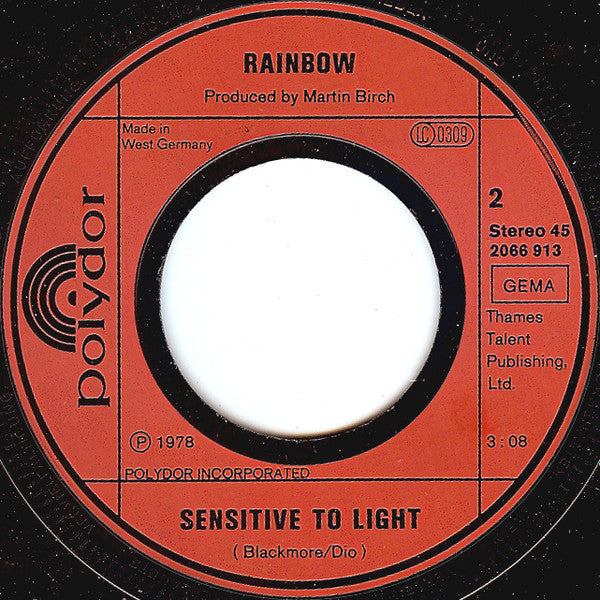 Rainbow : Long Live Rock 'N' Roll / Sensitive To Light (7", Single)