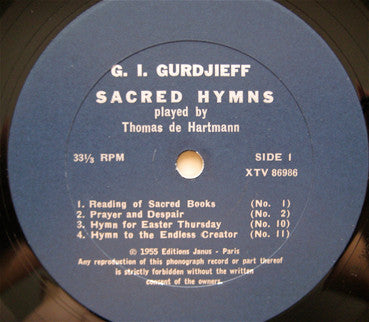 G.I. Gurdjieff* - Thomas De Hartmann : The Works Of G.I. Gurdjieff Played By Thomas De Hartmann / Album One (Sacred Hymns) (LP, Album)