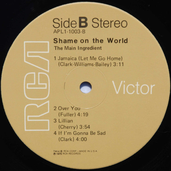 The Main Ingredient : Shame On The World (LP, Album, Hol)
