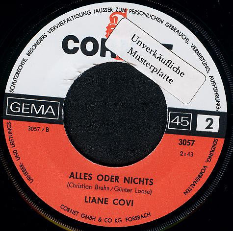 Liane Covi : Bottle Of Wine / Alles Oder Nichts (7", Single)