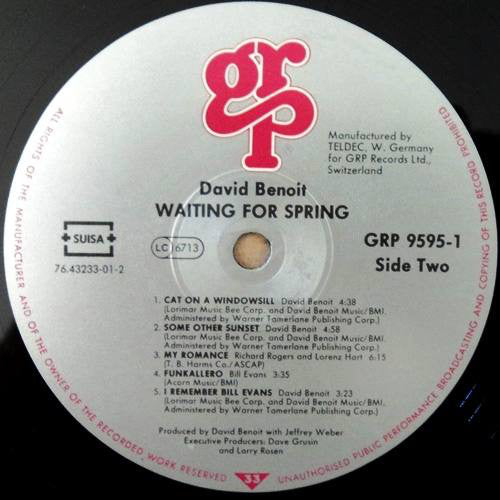 David Benoit : Waiting For Spring (LP, DMM)