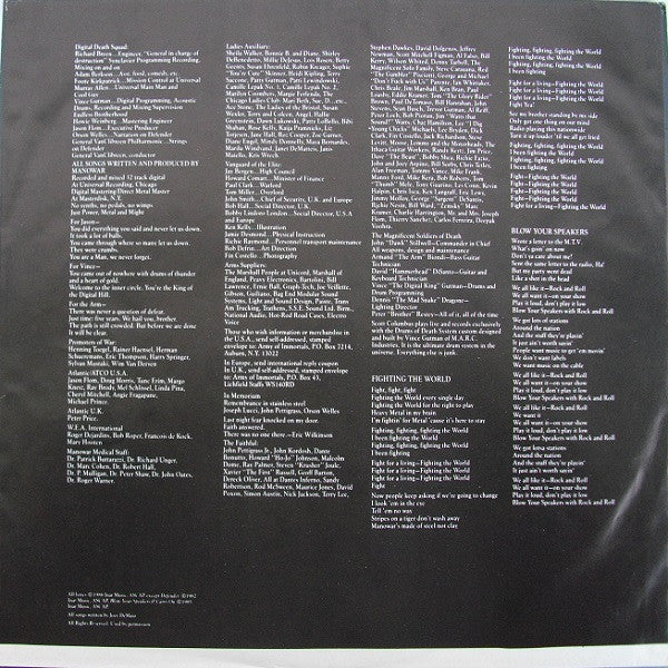 Manowar : Fighting The World (LP, Album)