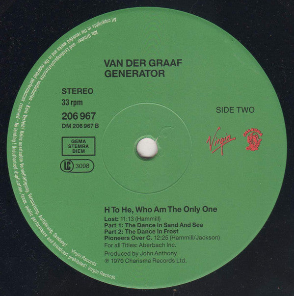 Van Der Graaf Generator : H To He Who Am The Only One (LP, Album, RP)