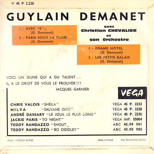 Guylain Demanet : Avec S... (7")