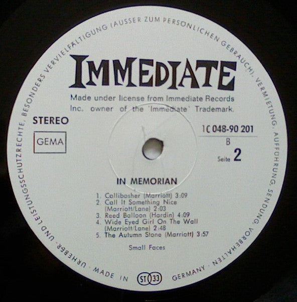 Small Faces : In Memoriam (LP, Album, M/Print)