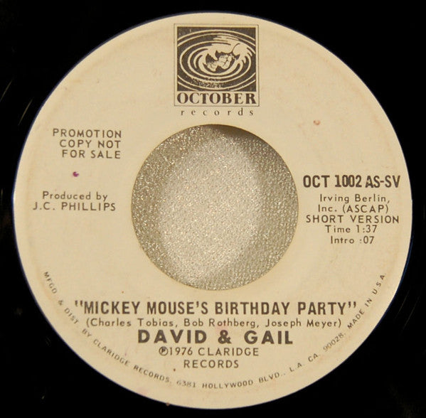 David & Gail : Mickey Mouse's Birthday Party (7", MiniAlbum, Promo)
