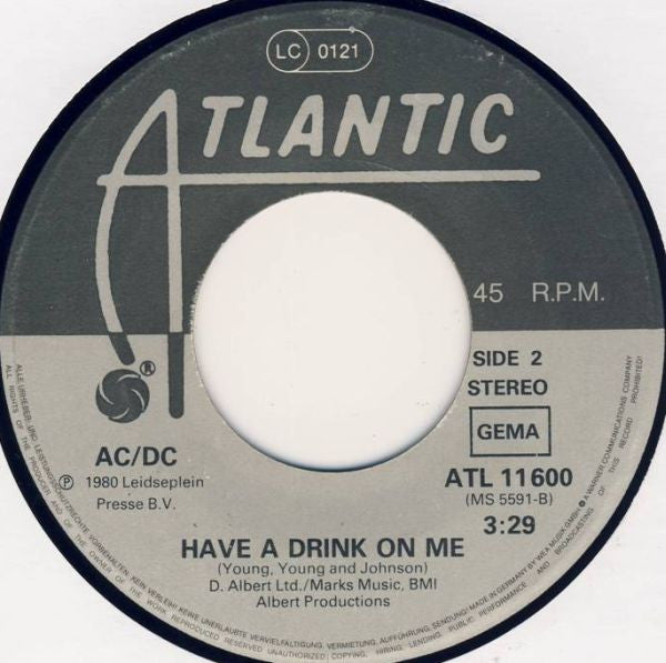 AC/DC : You Shook Me All Night Long (7", Single, M/Print)