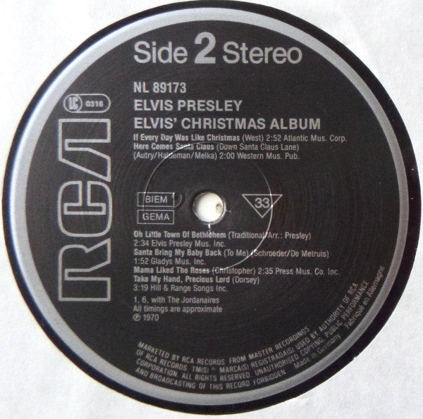 Elvis* : Elvis' Christmas Album (LP, Album, RE)