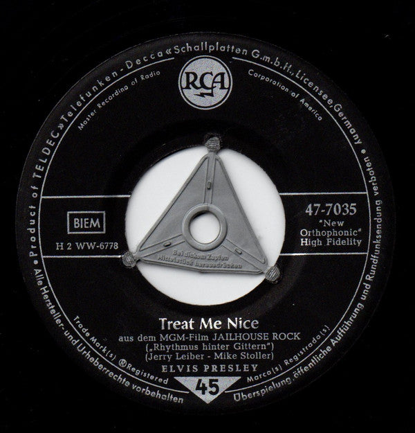 Elvis Presley : Jailhouse Rock / Treat Me Nice (7", Single)