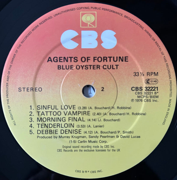 Blue Öyster Cult : Agents Of Fortune (LP, Album, RE, Gat)