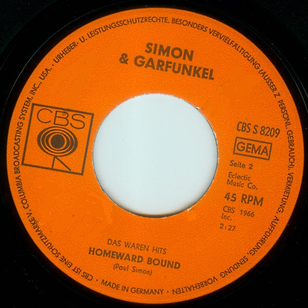 Simon & Garfunkel : The Sounds Of Silence / Homeward Bound (7", Single)