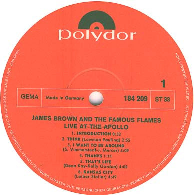 James Brown : Live At The Apollo (2xLP, Album)