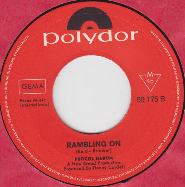 Procol Harum : Quite Rightly So / Rambling On (7", Single, Mono)