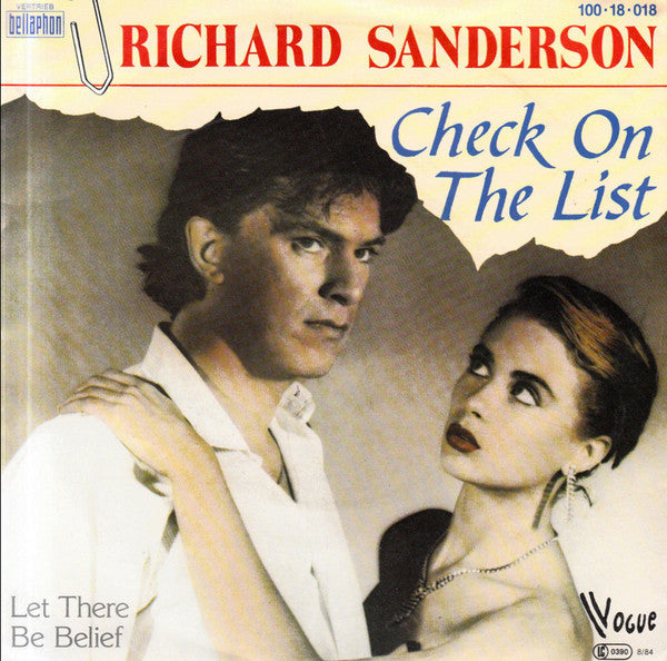 Richard Sanderson : Check On The List (7", Single)