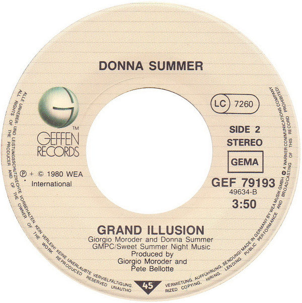 Donna Summer : Cold Love (7", Single)