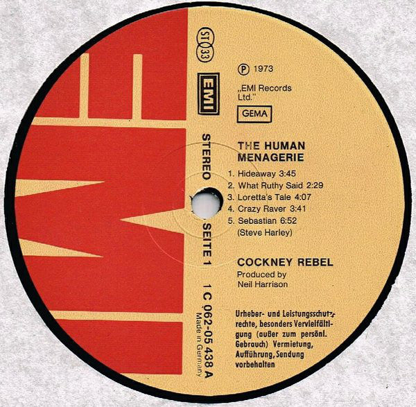 Cockney Rebel : The Human Menagerie (LP, Album, Gat)