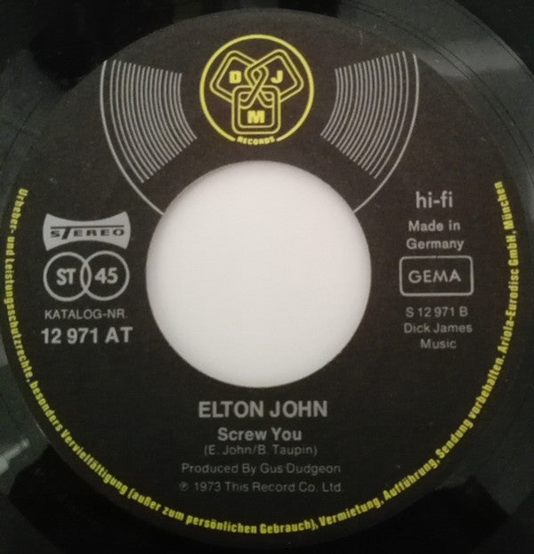 Elton John : Goodbye Yellow Brick Road / Screw You (7", Single)