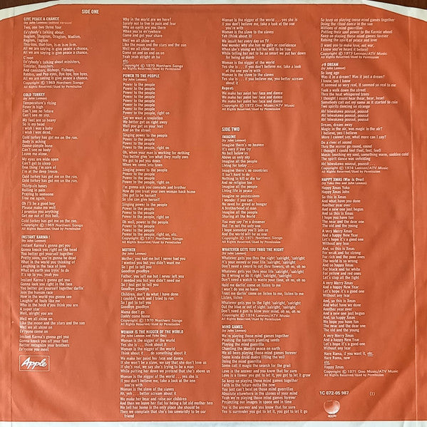 Lennon* / Plastic Ono Band* : Shaved Fish (LP, Comp, RE)